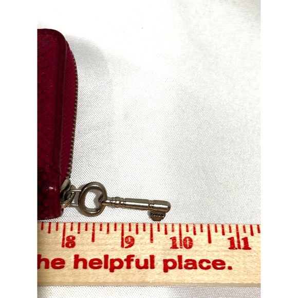 FOSSIL Snakeskin Embossed Pink Leather Zip Around Clutch Wallet Chic Retro - Picture 7 of 9